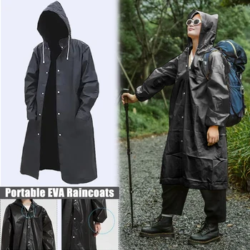 Disposable Portable EVA Raincoats for Adults Reusable Rain Ponchos Outdoor Motorcycle Cycling Hiking Hooded Lightweight Raincoat 2