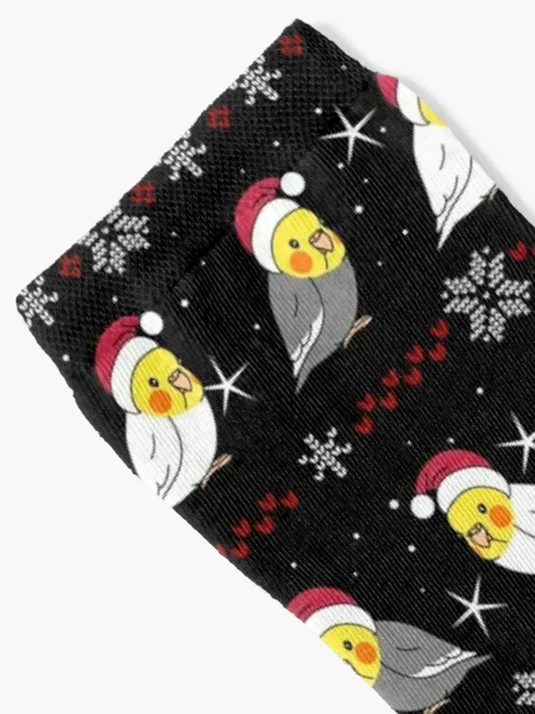 Chubby Cockatiel Christmas Ugly Pattern Socks christmass gift loose floor Rugby Men Socks Women's