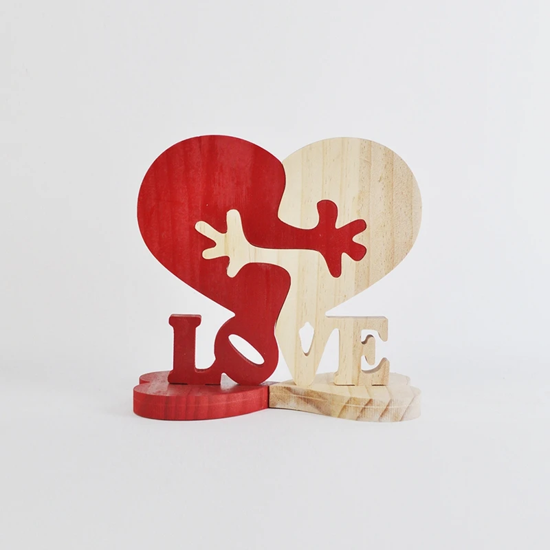 1 pezzo "amore" blocco Puzzle in legno ornamento decorativo scultura ornamento in legno scultura