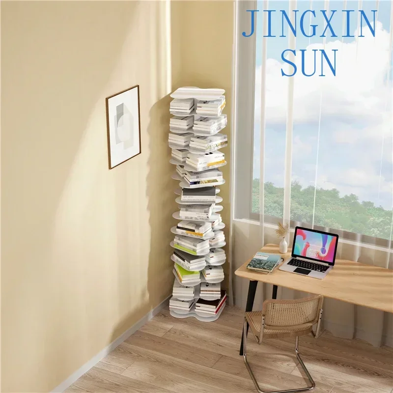 Rotatable Magazine Rack Library Storage Cabinet Organizer Bookcase Shelf Iron Bookcases Weird Furniture Estanteria Cube Book