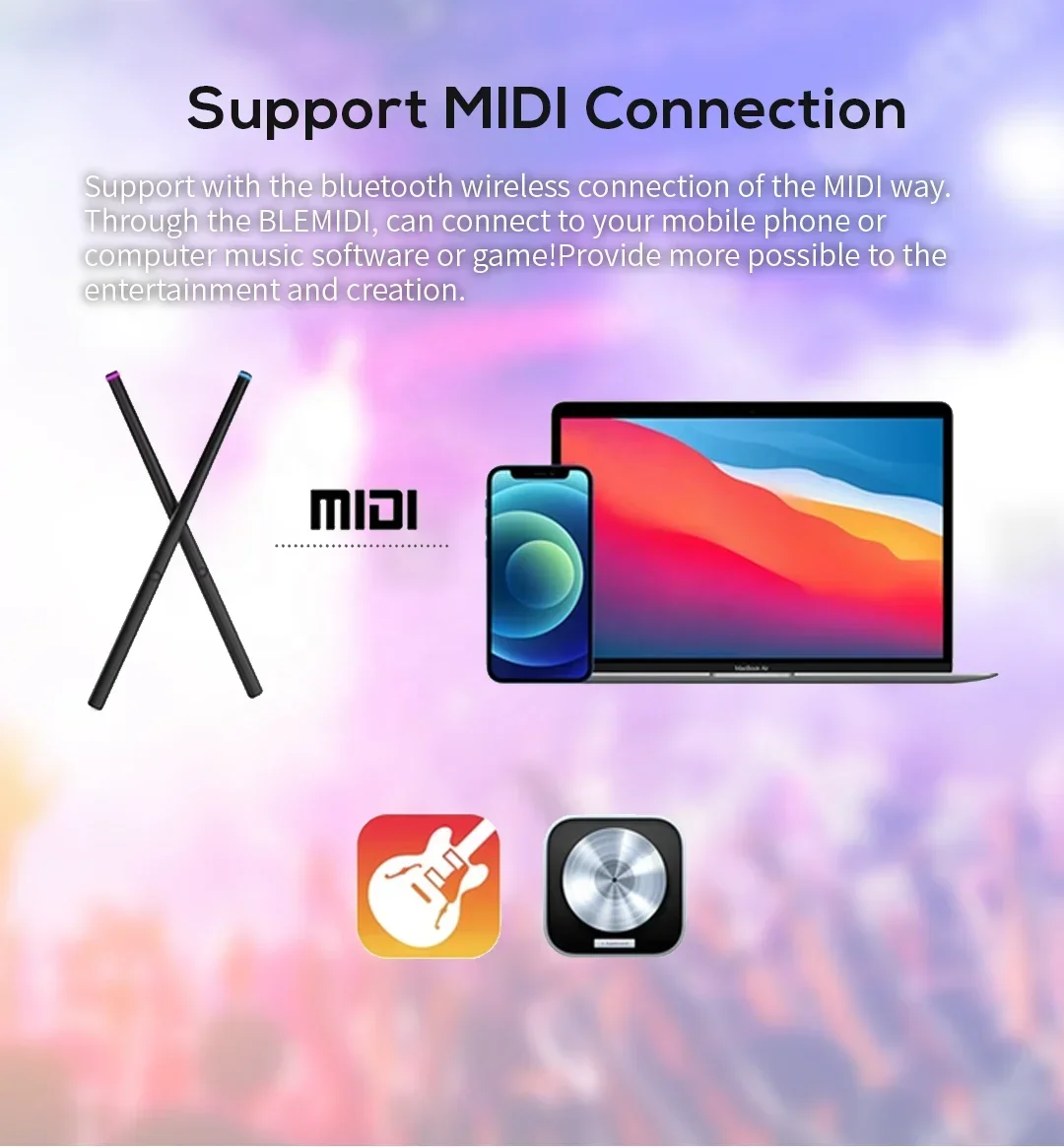 

Smart Simple Drums Set Portable Body Feeling Vibration Induction Virtual Wireless AI Drum Kit