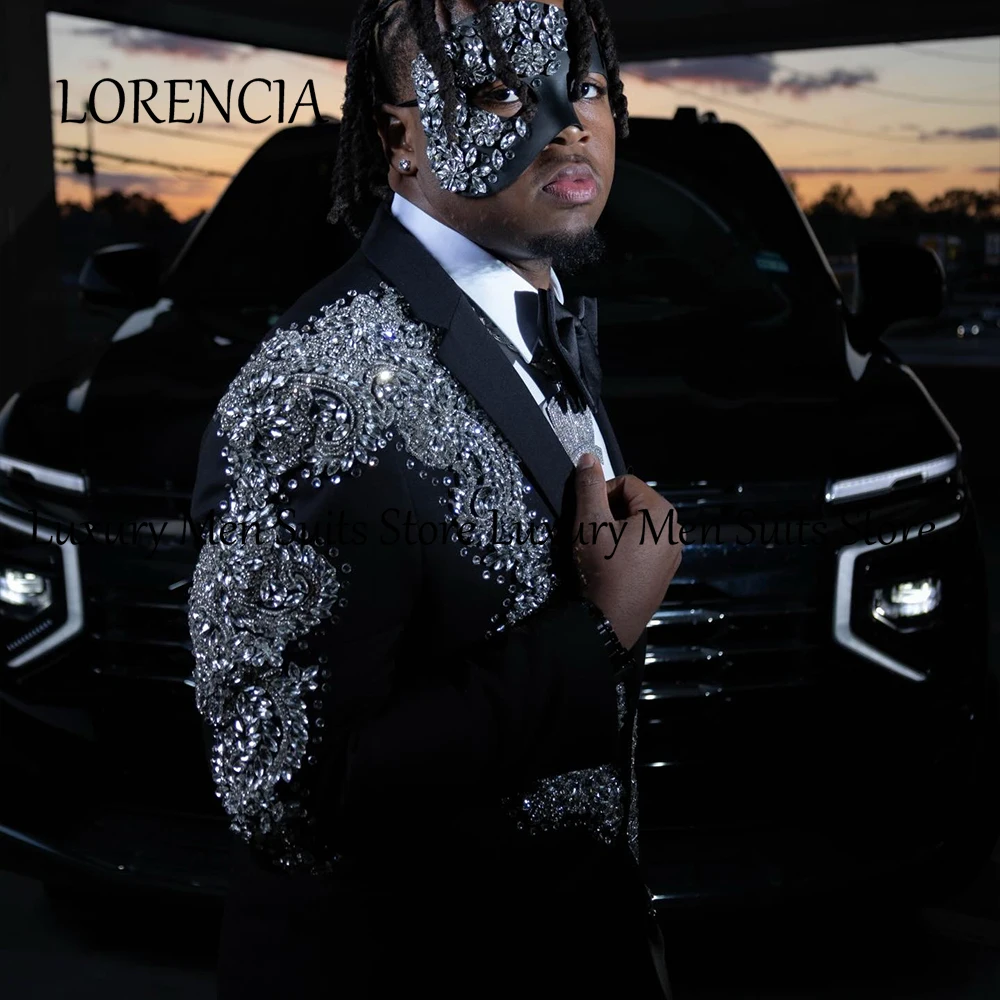 

Luxury Diamond Male Suits 2 Pieces Single Breasted Tuxedos Wedding Party Outfit Customized Blazer Pants terno smoking masculino