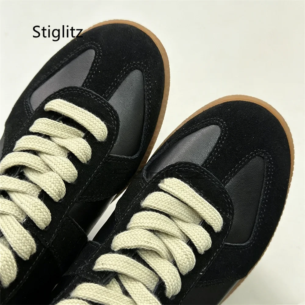 Genuine Leather High Top Sneakers Shoes Men Women Unisex Round Toe Lace Up Outdoor Walking Training Shoes Casual Couple Shoes