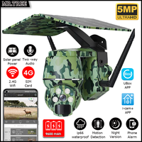 5MP Wifi Security Security Solar Battery Camera 4G SIM Outdoor PTZ Surveillance Wildlife/Human Detection Night Vision CCTV Cams