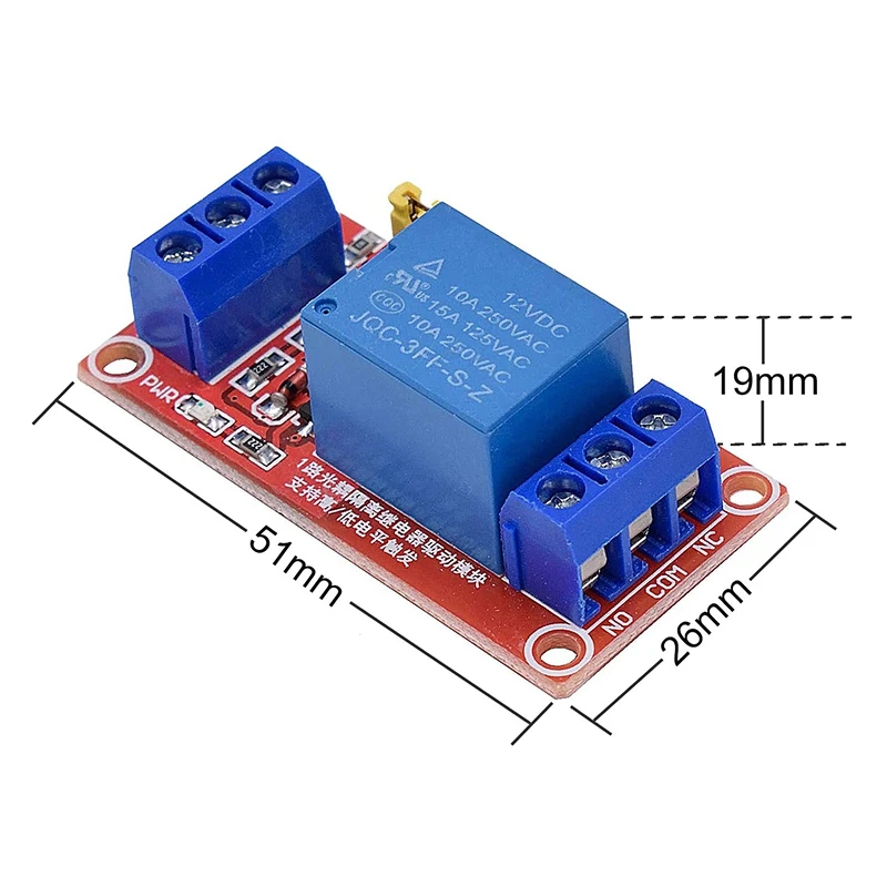 DC 12V Relay Module 1-Channel Relay Switch With Optocoupler Isolation High/Low Level Trigger, Pack Of 10