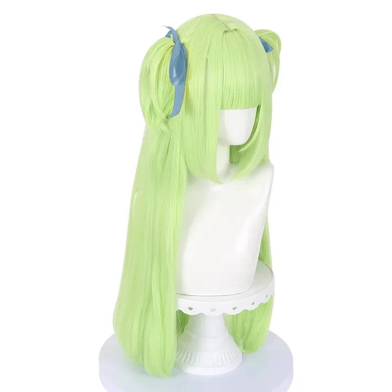 Qifei Game Qianlian Wanhua Cong Rain Cos Wig Cyan Long Hair Simulation Scalp Integrated Braid 100cmcosplay