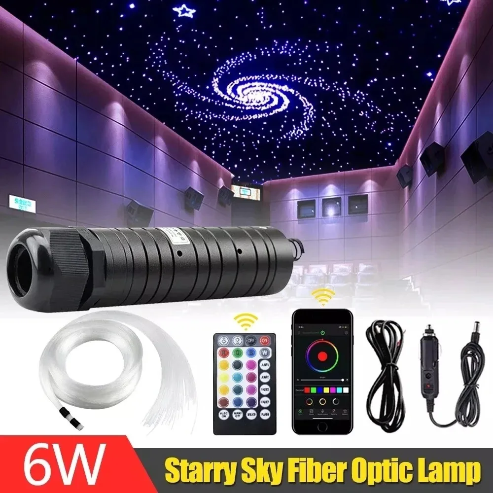 6W RGBW Fiber Optic Light for Car Roof Twinkle Starlight Kit APP Music Control Colorful Star Ceiling Light