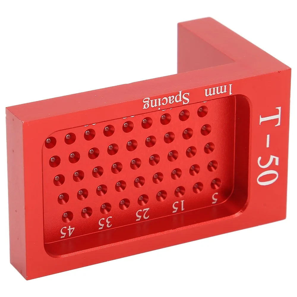 Practical Aluminum Alloy T Type Ruler Mini Size Metric Scale Marking Gauge Red Hole Measuring Design Woodworking Scriber