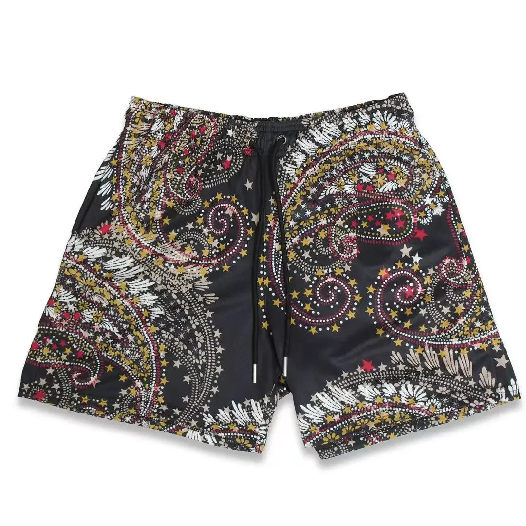 Pantalones cortos deportivos de verano para hombre, Shorts informales con estampado de malla de secado rápido, para gimnasio, Fitness, correr,