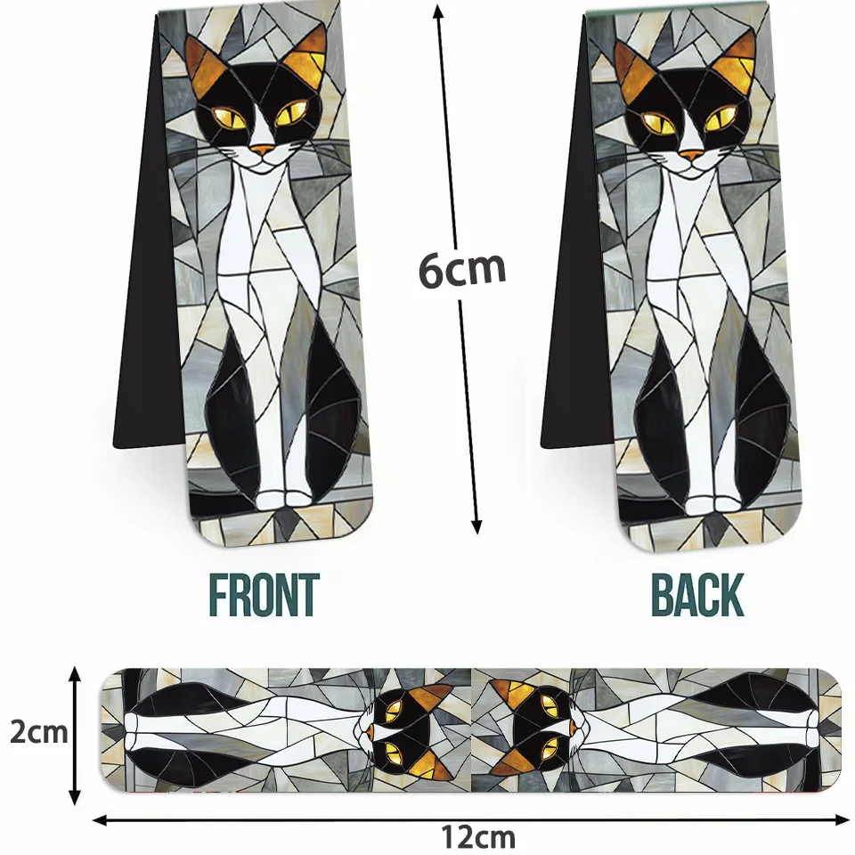 5PCS Magnetic Cat Bookmarks Stained Glass Style Elegant Page Markers for Reading Gifts & Journal