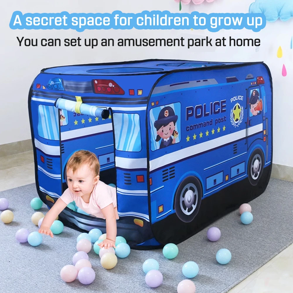 Children Car Tent Children Room Decoration Easy to Install Simple Storage Portable Folding Fire Truck Police Car School Bus Tent