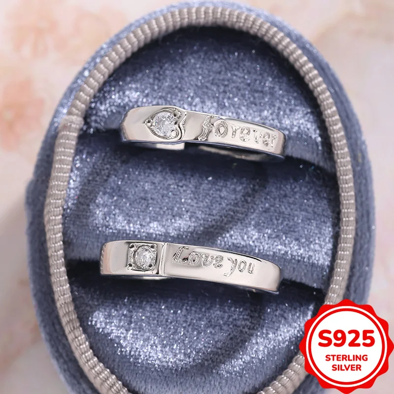 

Exquisite and elegant genuine S925 silver heart-shaped round micropaved zircon engagement and proposal ring
