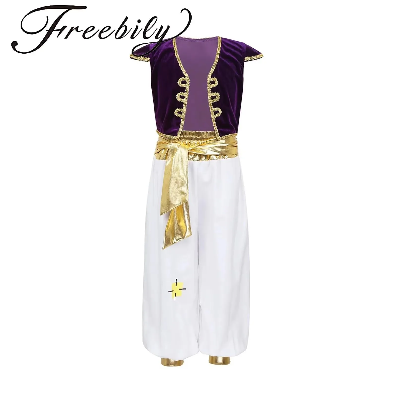 Disfraz de Príncipe con mangas para niño, chaleco con mangas y pantalones para Halloween, disfraz árabe