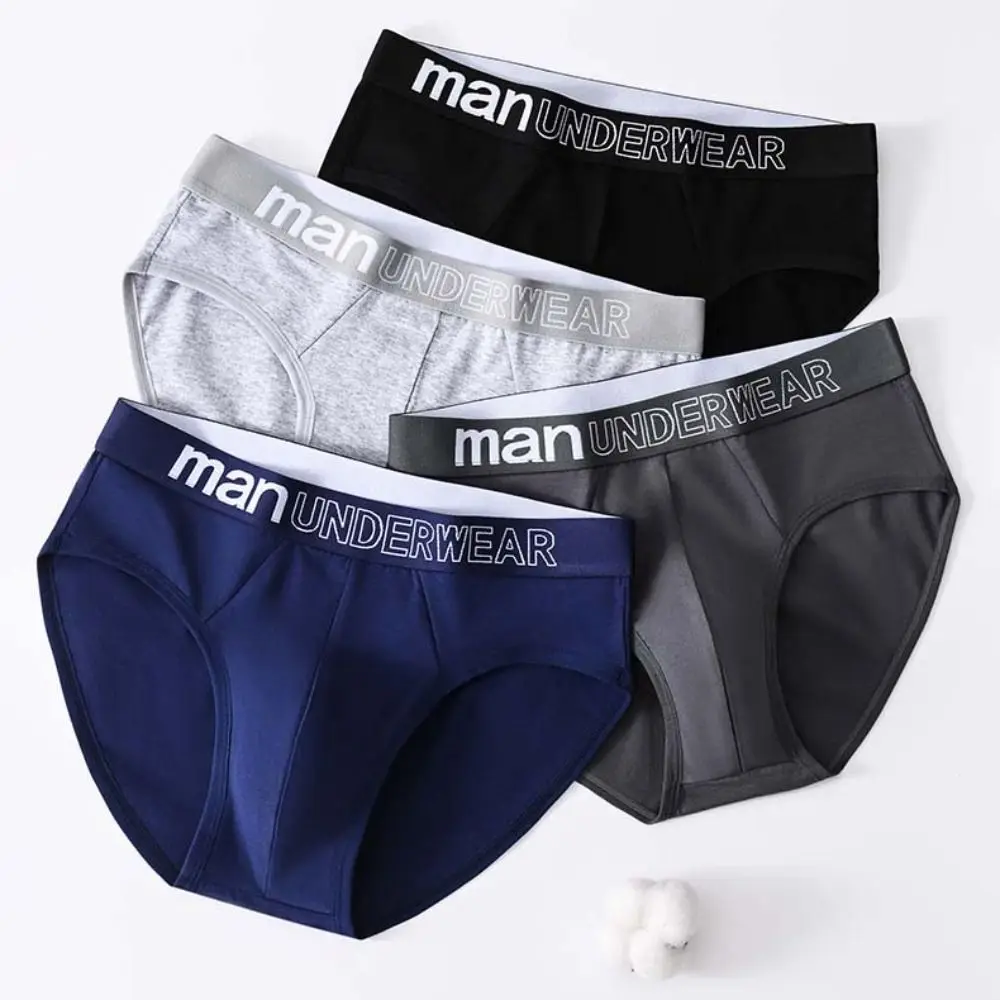 

5PCS Japanese Style Low Waist Men Thin Panties Briefs Elastic Men's Underwear Male Lingerie Letter Underpants Four Seasons