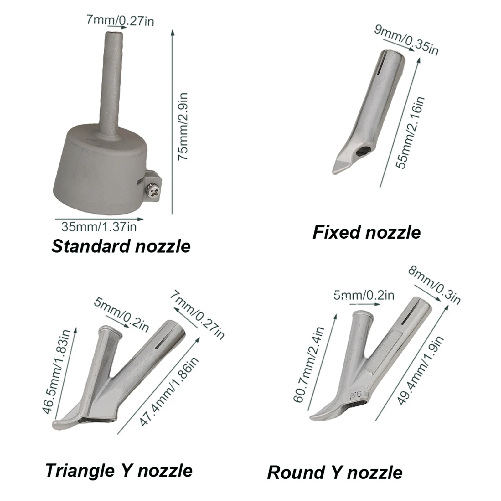 Tacking Nozzle Speed Welding Nozzle Standard Nozzle Heat Torch Tip 5mm Set Silver Versatile Y Type Titanium Alloy