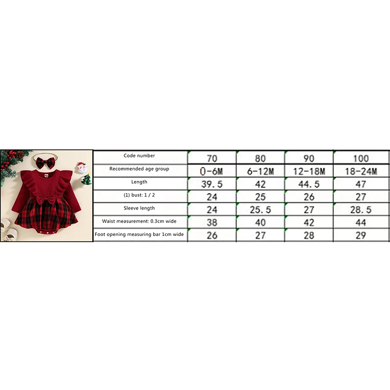 Infant Baby Girl Christmas Outfit Long Sleeve Knit Ribbed Romper Dress Tutu Plaid Skirt Ruffle Bodysuit Set