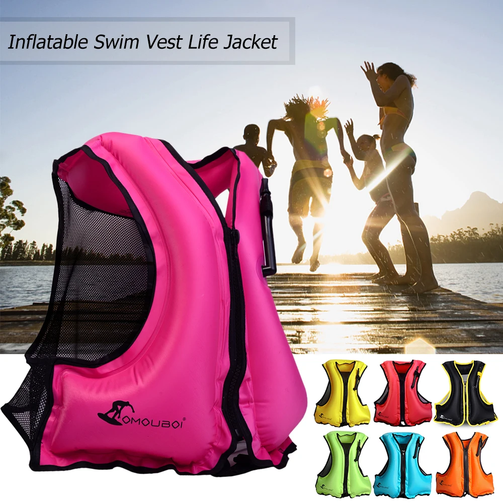 Adult Inflatable Swim Vest Life Jacket for Snorkeling Floating Device Swimming Drifting Surfing Water Sports Life Saving