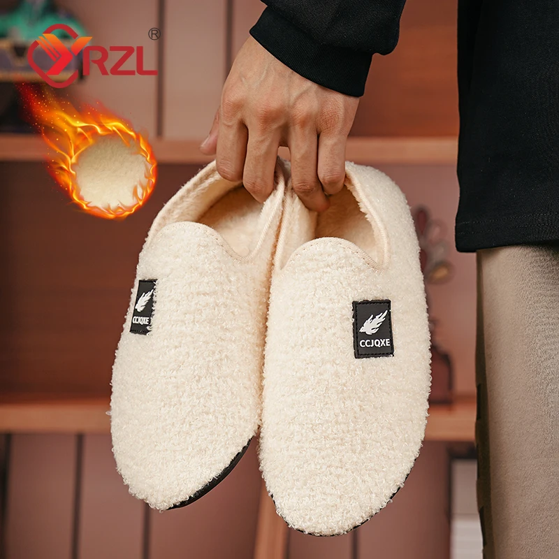 

YRZL Cotton Shoes Slippers Warm Indoor Outdoor Antiskid Casual Shoe High Quality Slip on Plush Winter Couple Shoe Fluffy Slipper