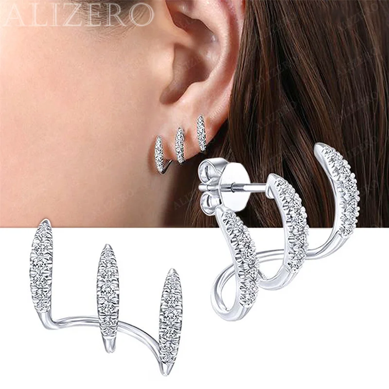 925 Sterling Silver Gold Zircon Claw Stud Earrings For Women Fashion Grace Jewelry Party Engagement Wedding Accessories