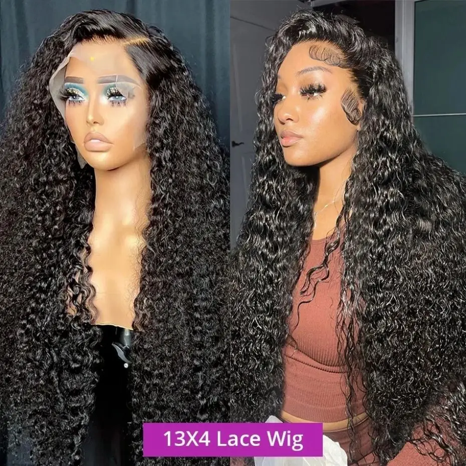 

30 32 Inch Deep Wave 13x4 HD Transparent Lace Front Wigs 180% Brazilian Human Hair For Women Water Wave Curly Lace Closure Wig