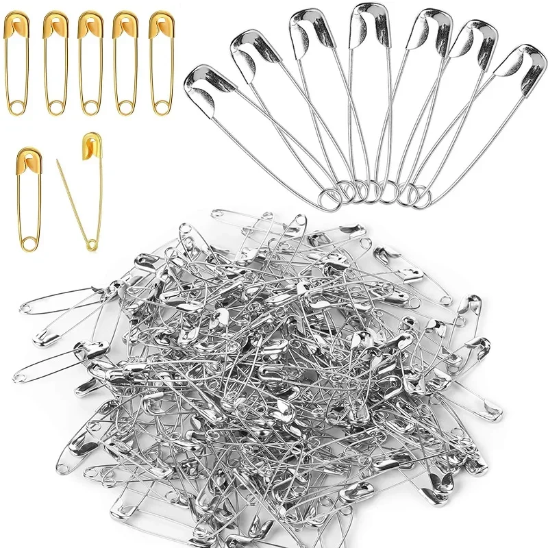 50/100Pcs Safety Pins Strong Nickel Plated Steel Safety Pins Assorted Brooch Pins for Cloth DIY Craft Pinning Sewing Accessories