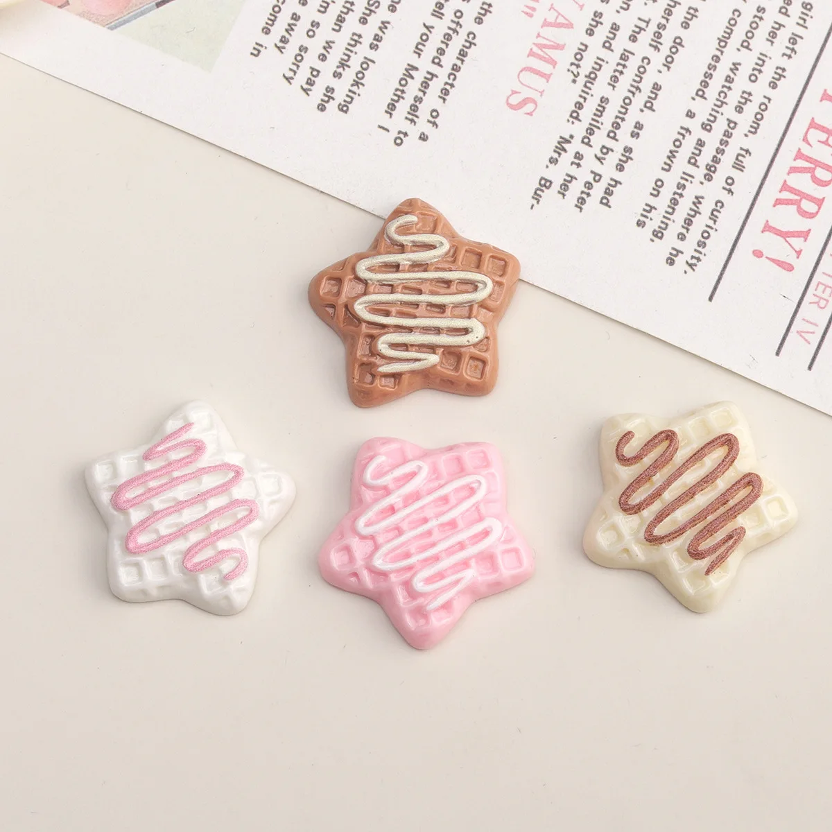 10/100PCS Pink Cartoon Resin Flatback Star Scrapbook DIY Cabochon Making Decor Accessories