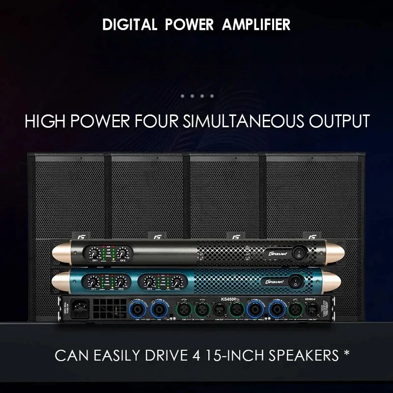 FUHAM KS2500 Power Amplifier 2/4 Channel  Audio Amplifier Digital Amplifier Audio DJ Stage Performance