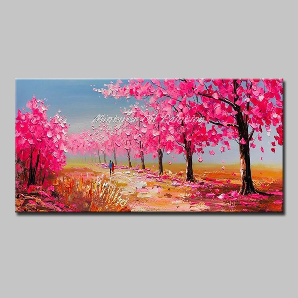 

Mintura Oil Paintings Art Hand-Painted Acrylic Canva Landscape Painting Flowers and Lovers Home Decoration Hotel Decor No Framed