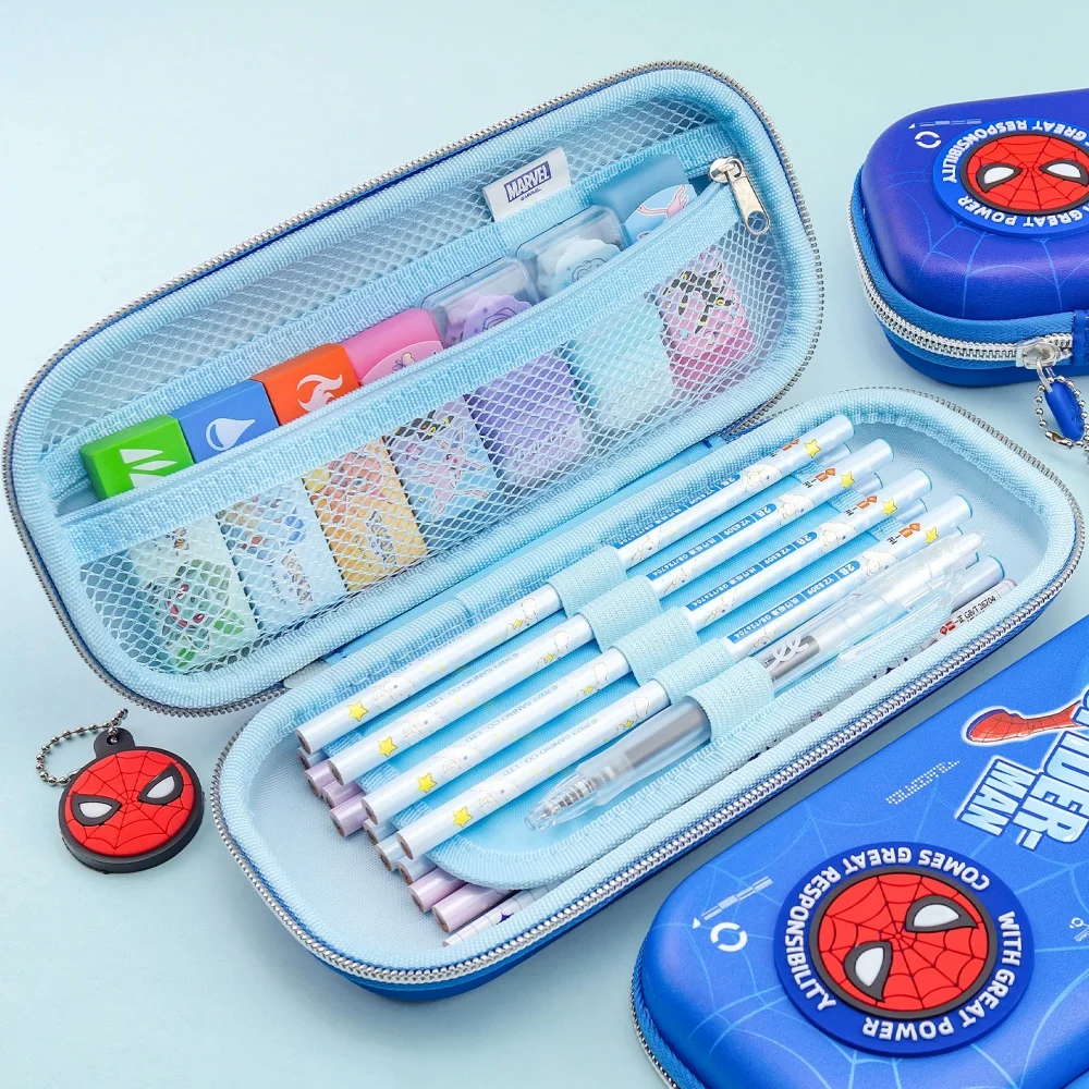 Genuine Disney Marvel Spider Man EVA Pencil Case Eraser Set Large Capacity Zipper Stationery Box for School Office Use view 3