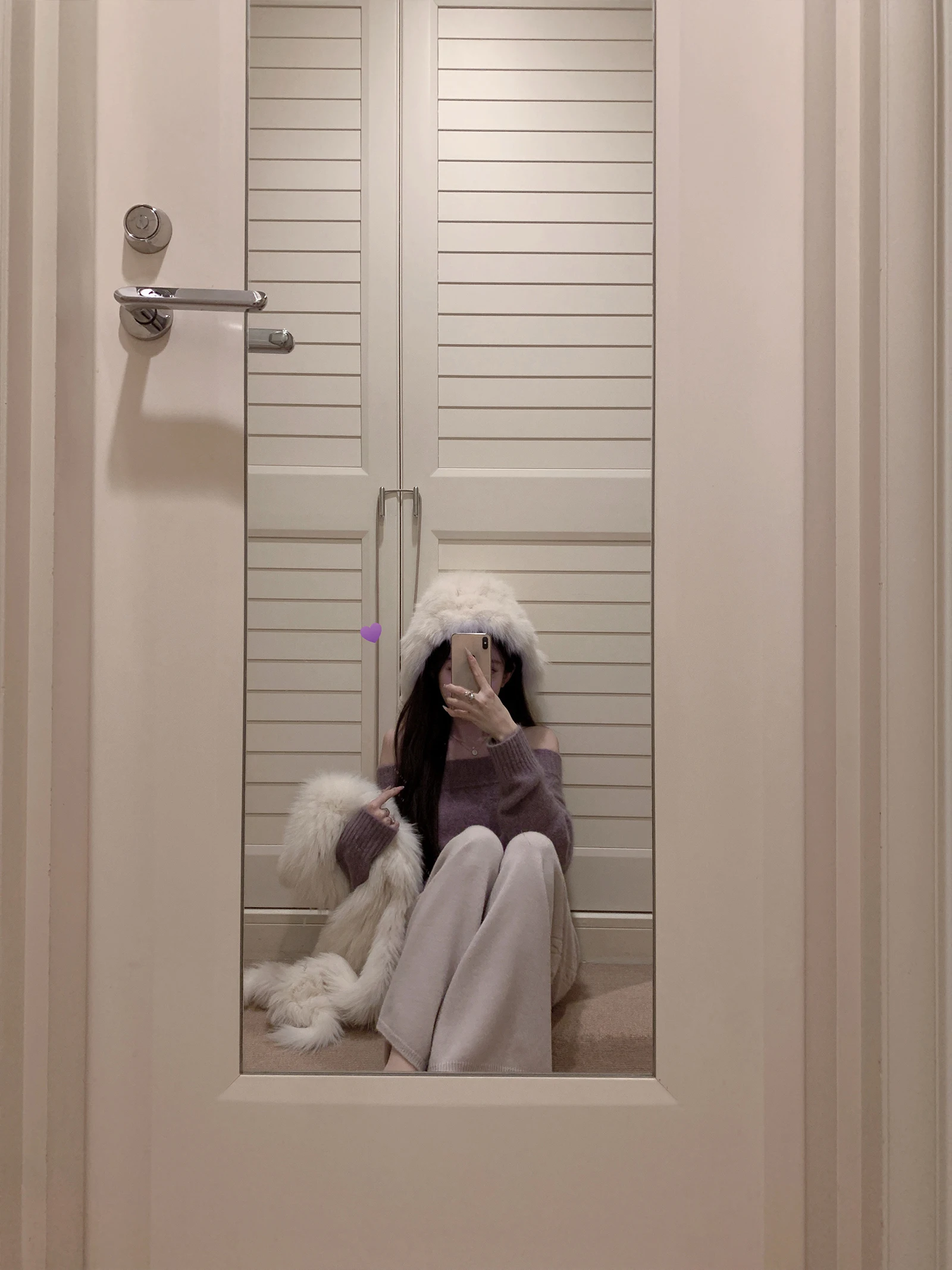 

Gold Musoom Soft Bear Velvet oulder Bared Full Wool Knitted Winter White Flower Embellied Thiened Long Sve Hanfu Top