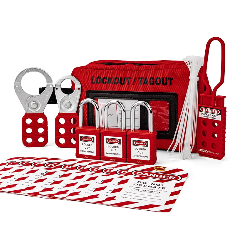 BOZZYS Lockout Tagout Kit 17 Pack Electrical Safety Keyed Different with Padlock Tagouts Hasp