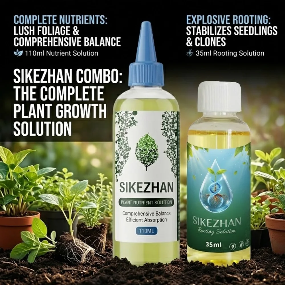 Juego de 2 potenciadores del crecimiento de plantas: solución nutritiva de 110 ml y líquido de enraizamiento rápido de 35 ml para plántulas, clones y fertilizante de jardín