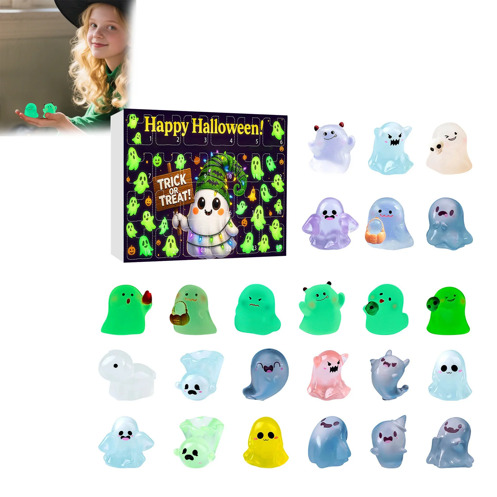 นาฬิกาจับเวลาครัวน่ารักสำหรับเด็ก เรืองแสงในที่มืด ปฏิทินนับถอยหลังวันฮาโลวีน ของตกแต่งโต๊ะทำงานสุดลึกลับ ชุดนาฬิกาจับเวลาต้านทานเวลา