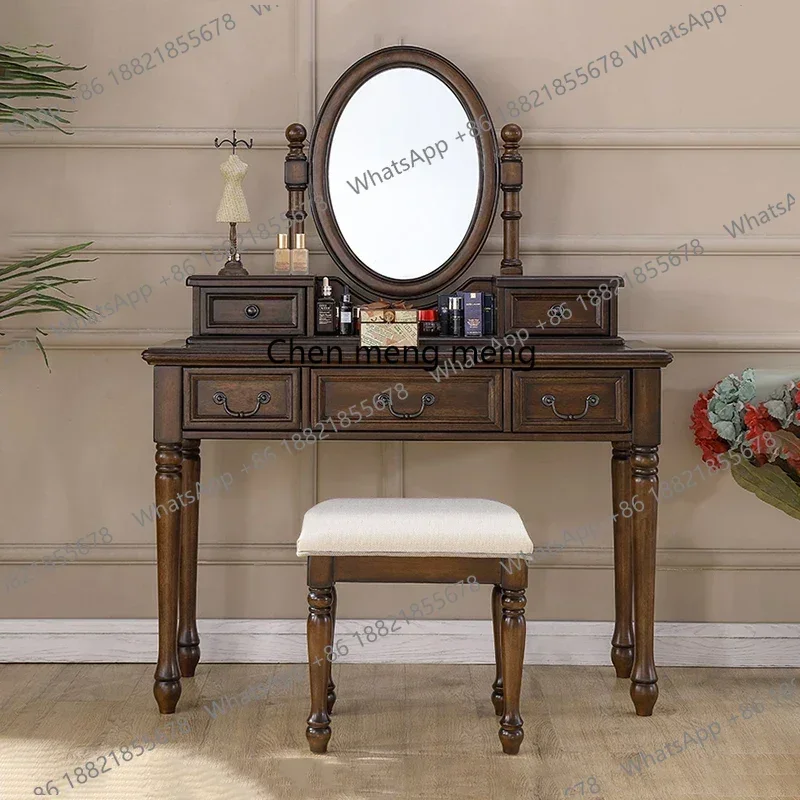 

Premium Nordic Vanity Table Classic Vintage Drawers Storage Vanity Table With Mirror Organizer Coiffeuse De Chambre Furniture