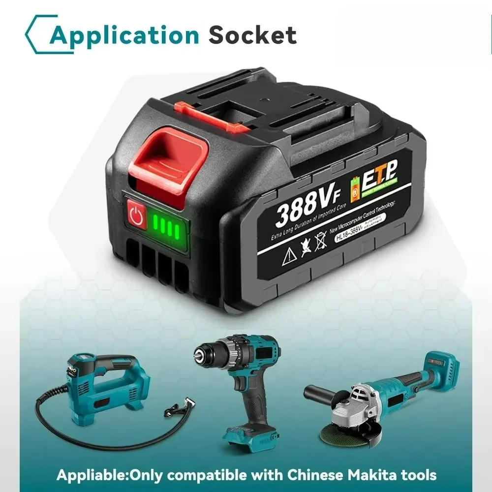 Built-in Explosion Vent! 388VF 21V 18650 Li-ion Rechargeable with Indicator for Makita