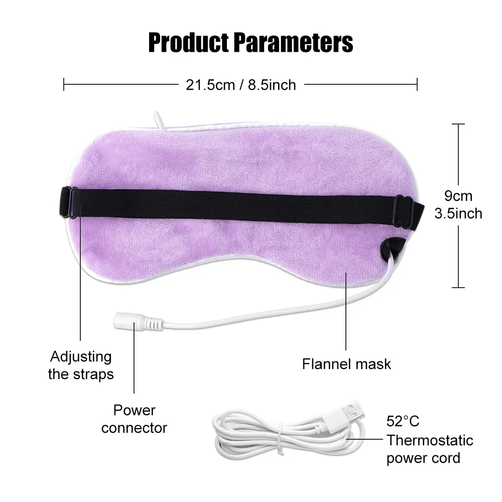 Heated Eye Mask USB Reusable Blindfold Steam Sleeping Eye Mask Patch Hot Steam Fatigue Relief Sleep Ant Dark Circles Aging