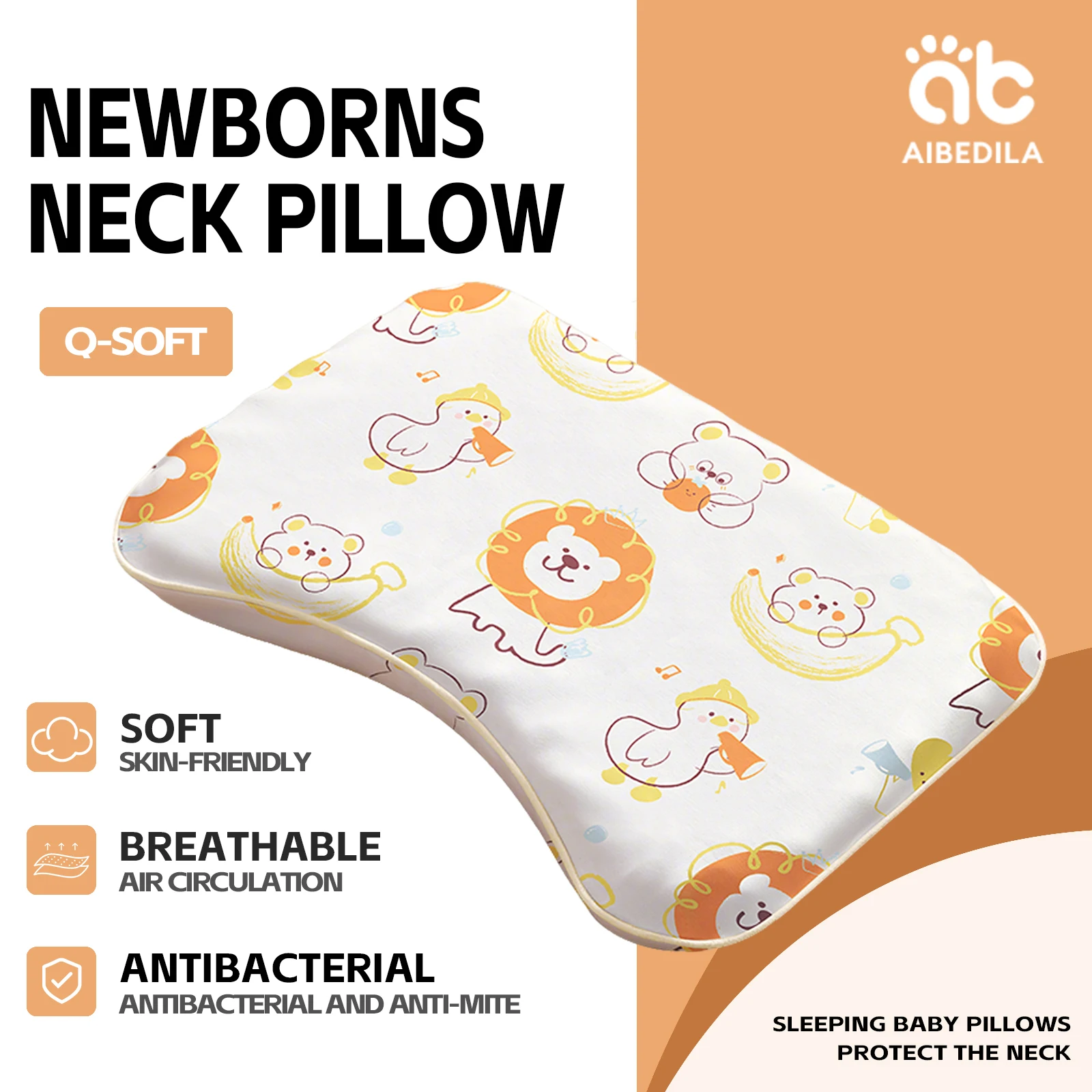 

AIBEDILA Toddler Pillow baby silicone pillows Detachable Pillowcases and pillowcases 45*28cm Soft Kids Pillows 1-6Y Toddlers Cot