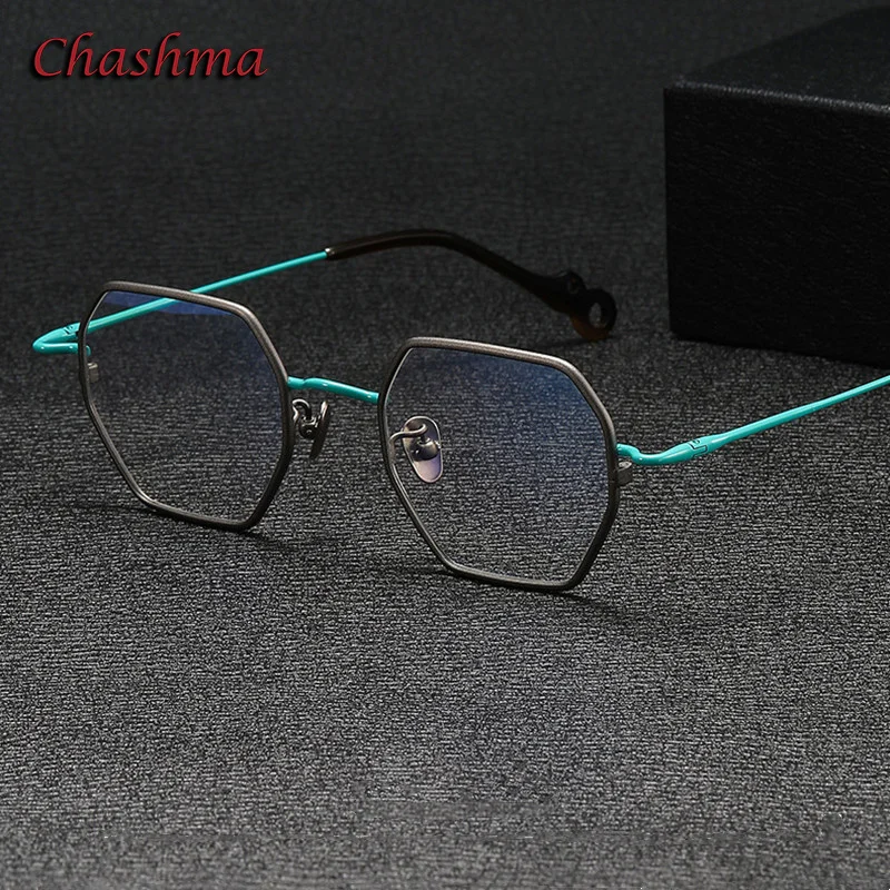 

Chashma Prescription Glasses Frame Pure Titanium Octagon Trend Eyeglasses Rim for Women Designer Gafas Men Small Circle Eyeglass