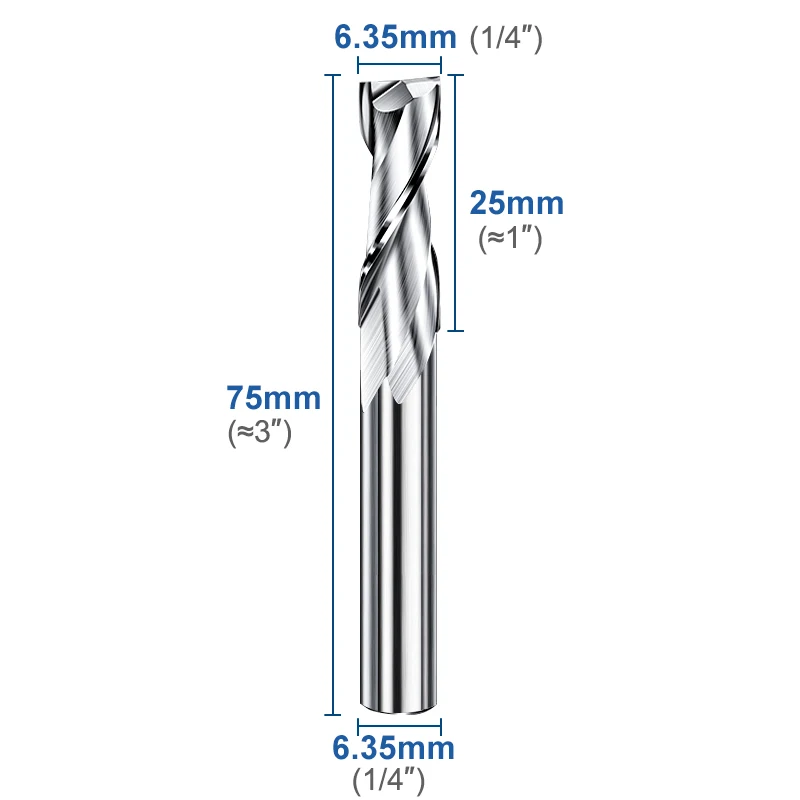 XCAN End Mill UP Cut Spiral Router Bit 1/4 6.35mm Shank Carbide Milling Cutter for Woodworking