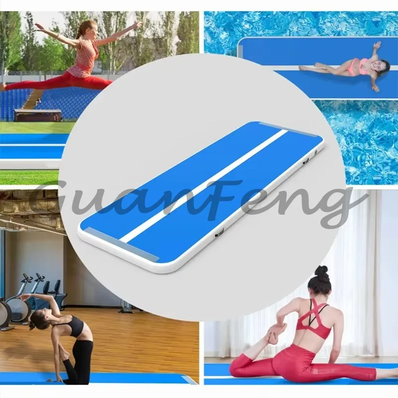 3m×1m×0.1m Inflatable Gymnastics Air Mat, Durable Inflatable Exercise Mat for Tumbling, Yoga & Gym Training