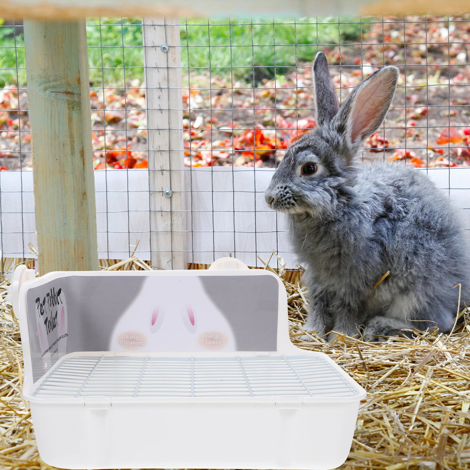 

Rabbit Toilet Bunny Potty Tray Small Animal Litter Box White Easy Clean Compact Placement Splash Proof Edge