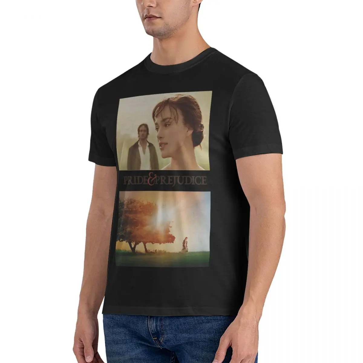 Men T-Shirts Movie Poster Fashion Cotton Tee Shirt Short Sleeve Pride & Prejudice T Shirts Crewneck Clothing Graphic