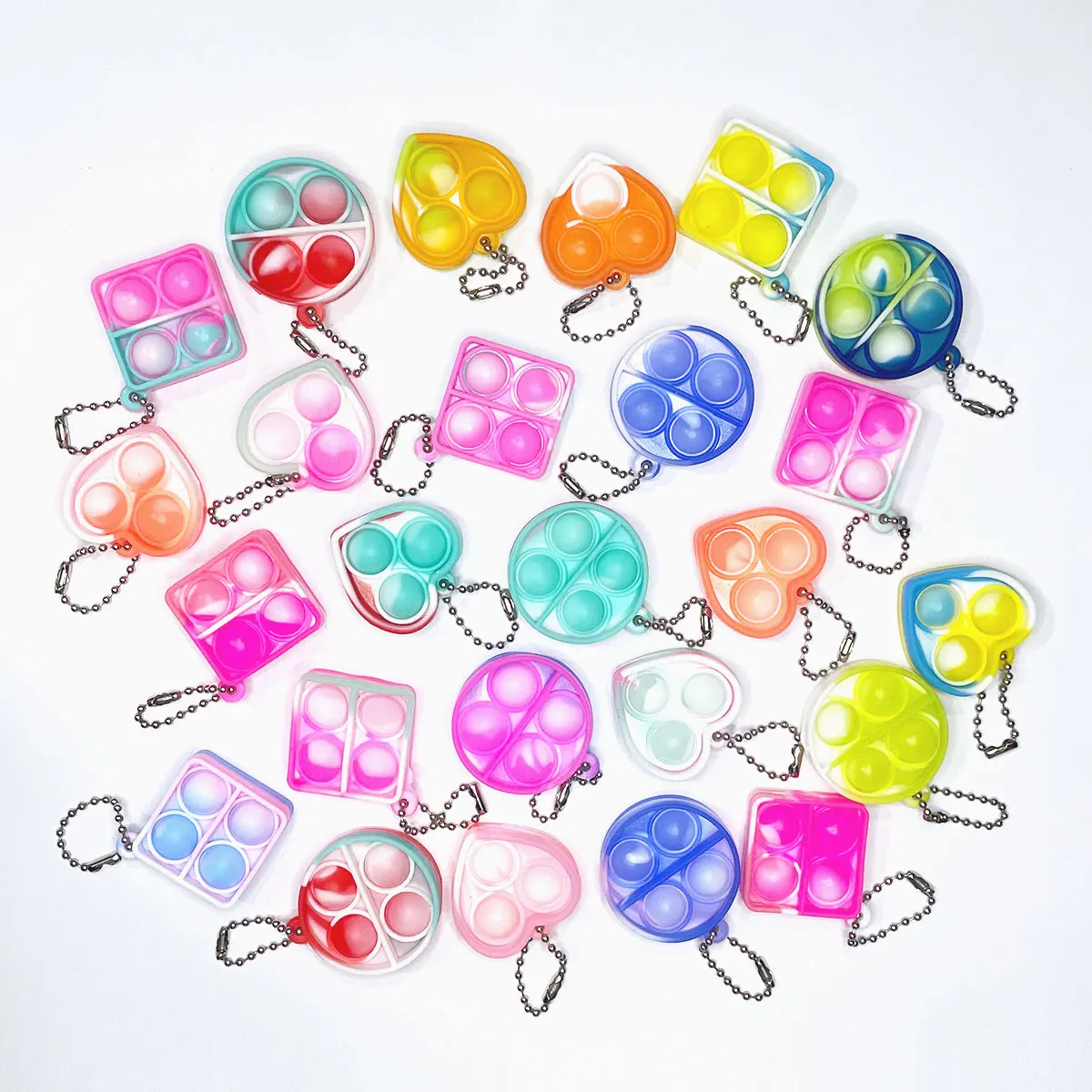 10/20pcs Mini Pop Keychain Toddler Sensory Fidget Toys Bulk Classroom Prizes Kids Birthday Party Favors Wedding Gift for Guests