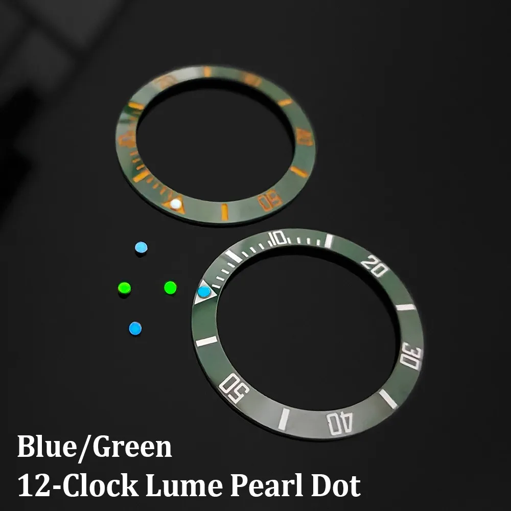 1/2pcs White Beads Blue Green Luminous Watch Bezel Insert 12 O’Clock Lume Pearl Dot Mod Parts Pip Replacement Spare Accessories