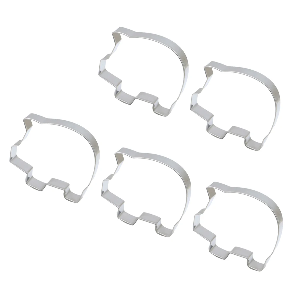 

5pcs Cookie Cutters Stainless Steel Baking Molds Pig Shape Cake Pastry Tools Fruit Vegetable Chocolate Candy Ice Mold