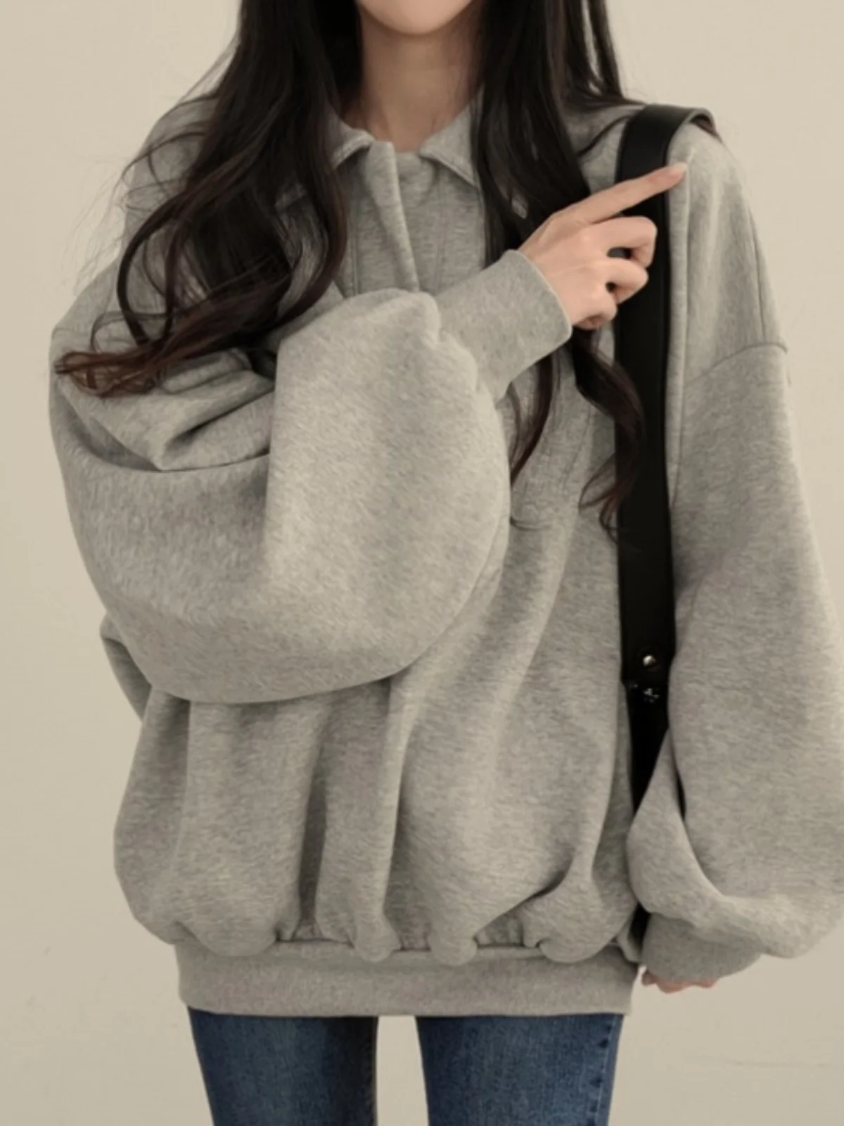 Elegancka Jesienno-Zimowa Luźna Bluza Damska w Stylu Retro, Codzienna, Wygodna, Modna Odzież Uliczna