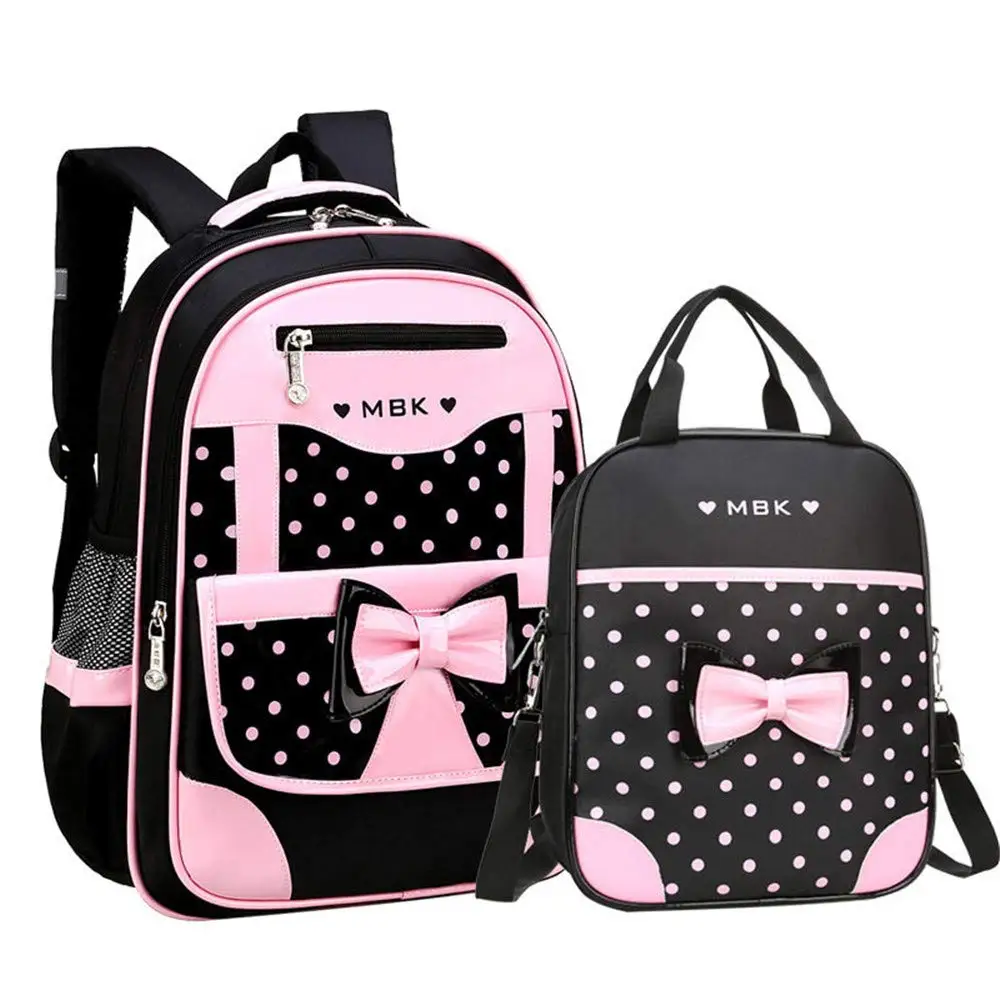 

Girls' 2-Piece Backpack Small School Bag Set, Black Pink, Laptop