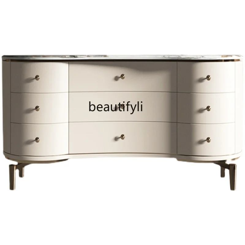 

Italian Affordable Luxury Style Solid Wood Sideboard Bedroom High TV Cabinet Chest of Drawers Modern Minimalist Marble