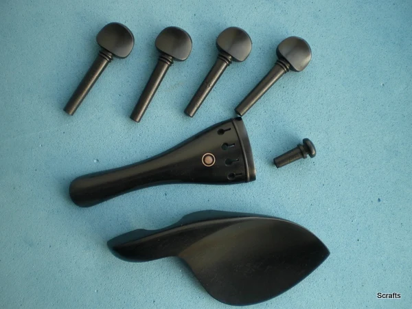 

3 Sets Quality 4/4 set Ebony Violin parts including Chin rest tail piece & pegs end pin