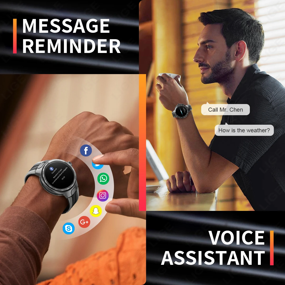 LIGE nowy inteligentny zegarek męski 2024 NFC inteligentne zegarki wiadomość przypomnienie wodoodporny zegarek sportowy Fitness połączenie Bluetooth muzyka męski Smartwatch